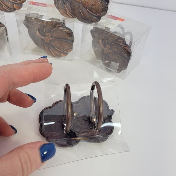 BETTER HOMES AND GARDENS NAPKIN RINGS BRONZE PLATED PUMPKIN 12 FALL HALLOWEEN - Picture 4 of 5
